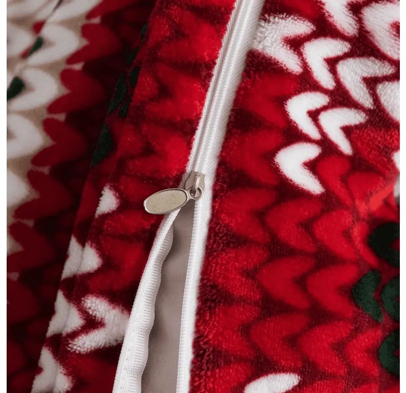 PrzytulneMieszkanie.pl PrzytulneMieszkanie.pl PrzytulneMieszkanie.pl Zestaw 2 szt. pościeli z mikropluszu FROSTED CHRISTMAS kolorowy + prześcieradło z mikropluszu SOFT 180x200 cm białe, podwójne łóżko