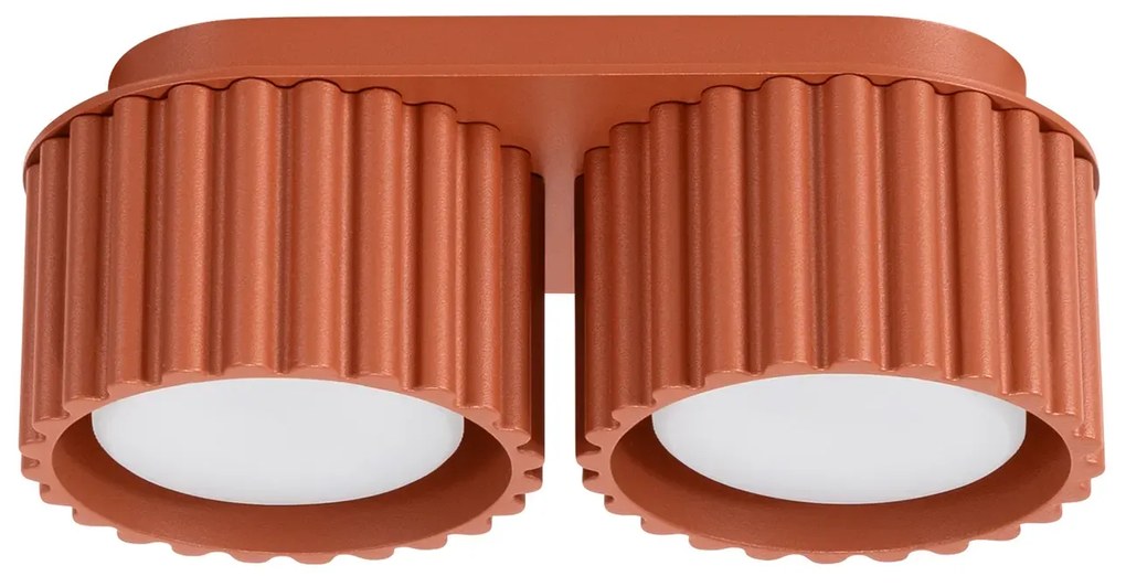 Plafon dwupunktowy AURA 2 ochra czerwona GX53 ryflowany  SOLLUX  LIGHTING