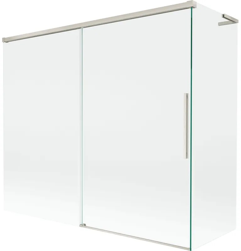 Mexen Rox L parawan nawannowy 2-skrzydłowy rozsuwany 180 + 80 x 150 cm, transparent, nikiel szczotkowany - 8C9L-180-080-97-00