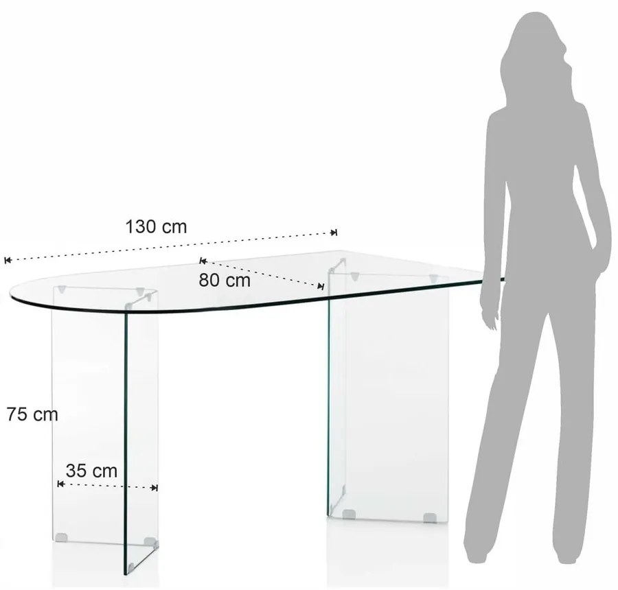 Szklany stół 80x130 cm Kaya – Tomasucci