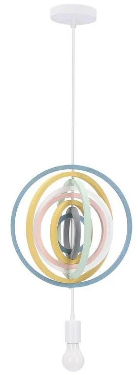 Dziecięca lampa wisząca na przewodzie HOOPS 1xE27/20W/230V, średnica 27 cm, wielobarwna