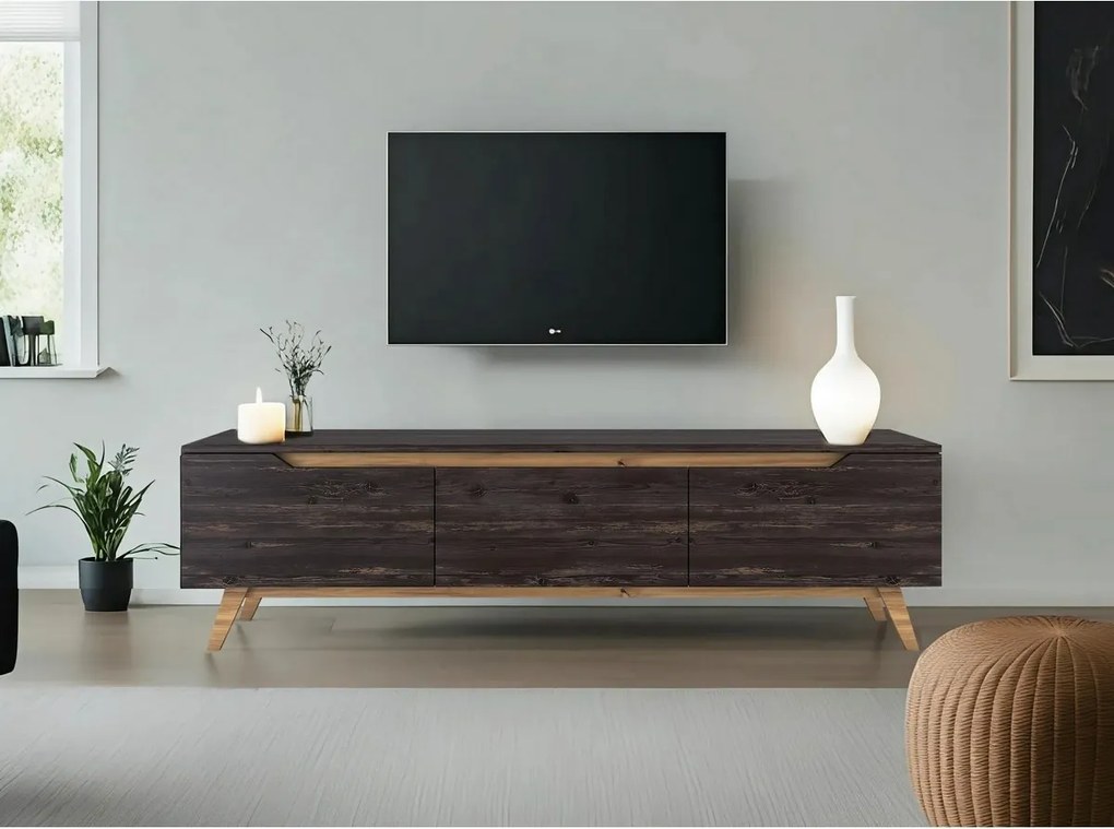 Stolik pod telewizor Dita Black and Walnut