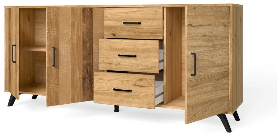 Niska komoda w dekorze dębu 181x81 cm Nordic – Marckeric