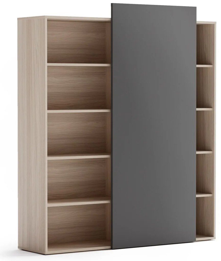 Regał biurowy wysoki BLOCK, 1600 x 400 x 1748, grafitowy