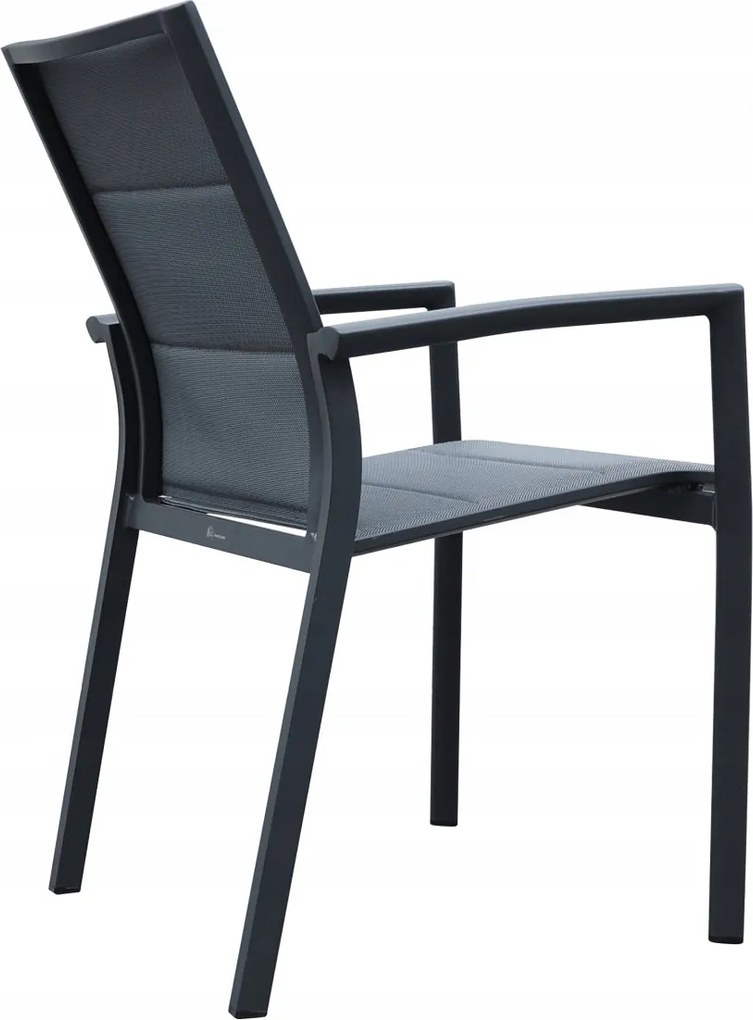 Krzesło ogrodowe aluminiowe antracyt 56x65x88 cm komfortowe wytrzymałe