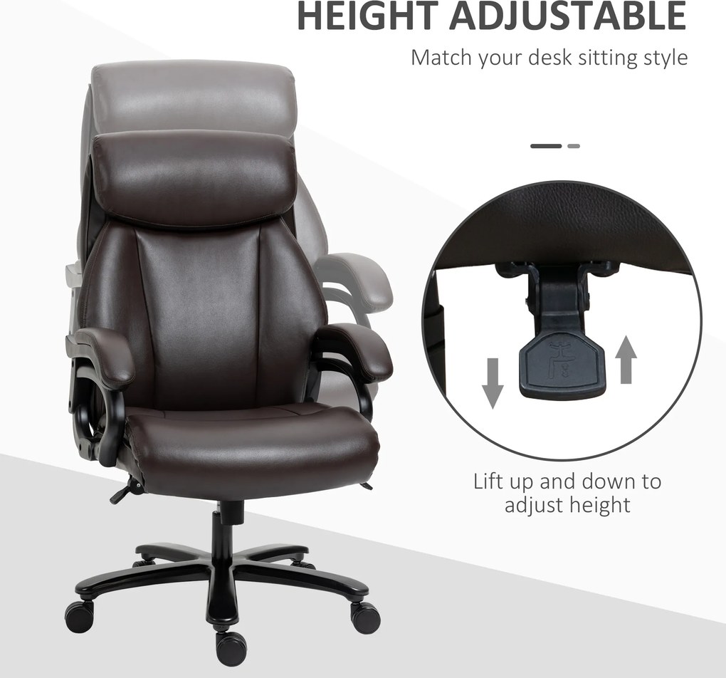 Vinsetto Fotel biurowy obrotowy z regulacją wysokości funkcja przechylania skóra PU brązowy | Aosom PL