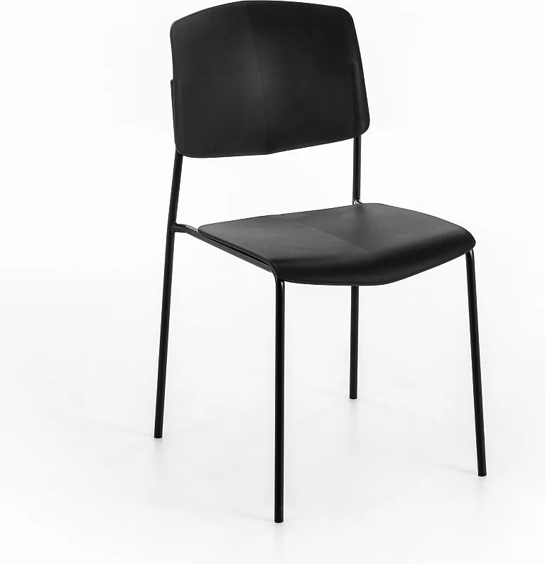 Zestaw 4 nowoczesnych, czarnych, składanych krzeseł polipropylenowych „Giada” z malowanymi metalowymi nogami