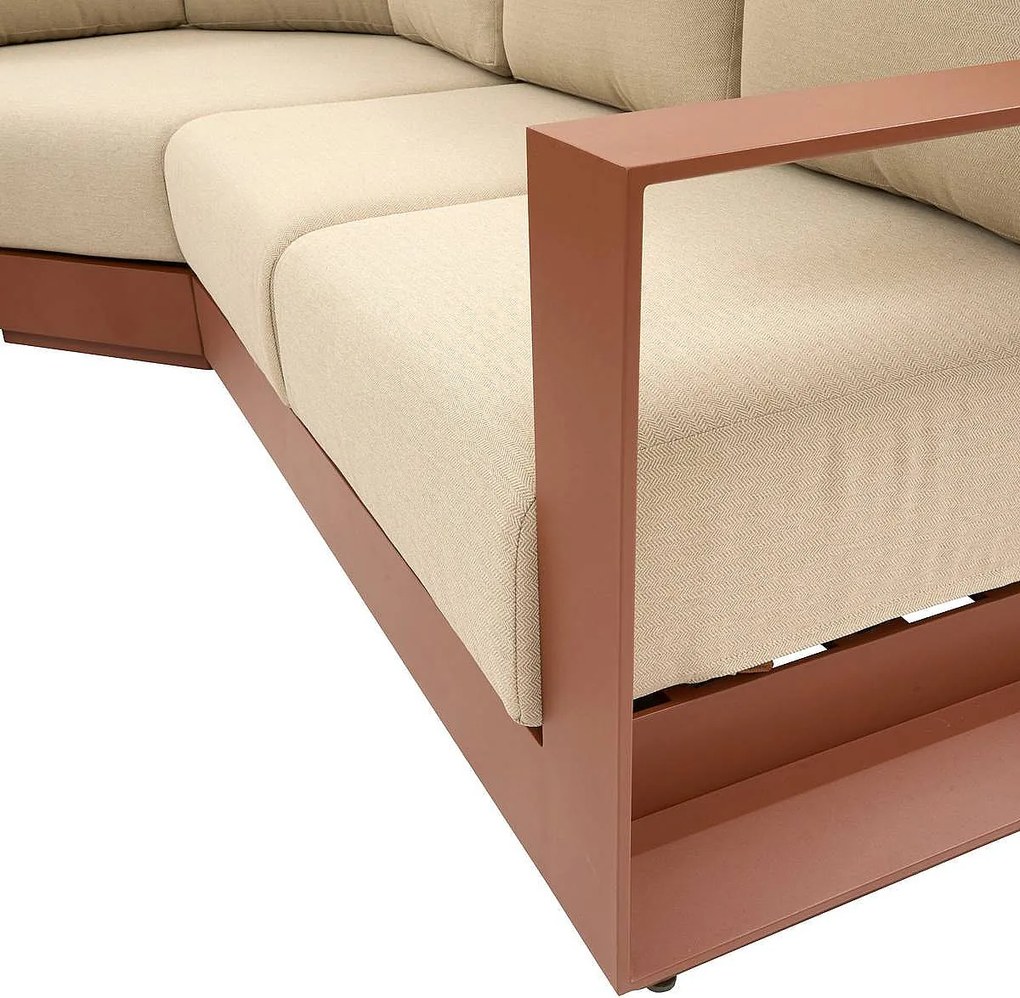 Narożny zestaw aluminiowy dla 5 osób MADRID NEW (terakotowy)