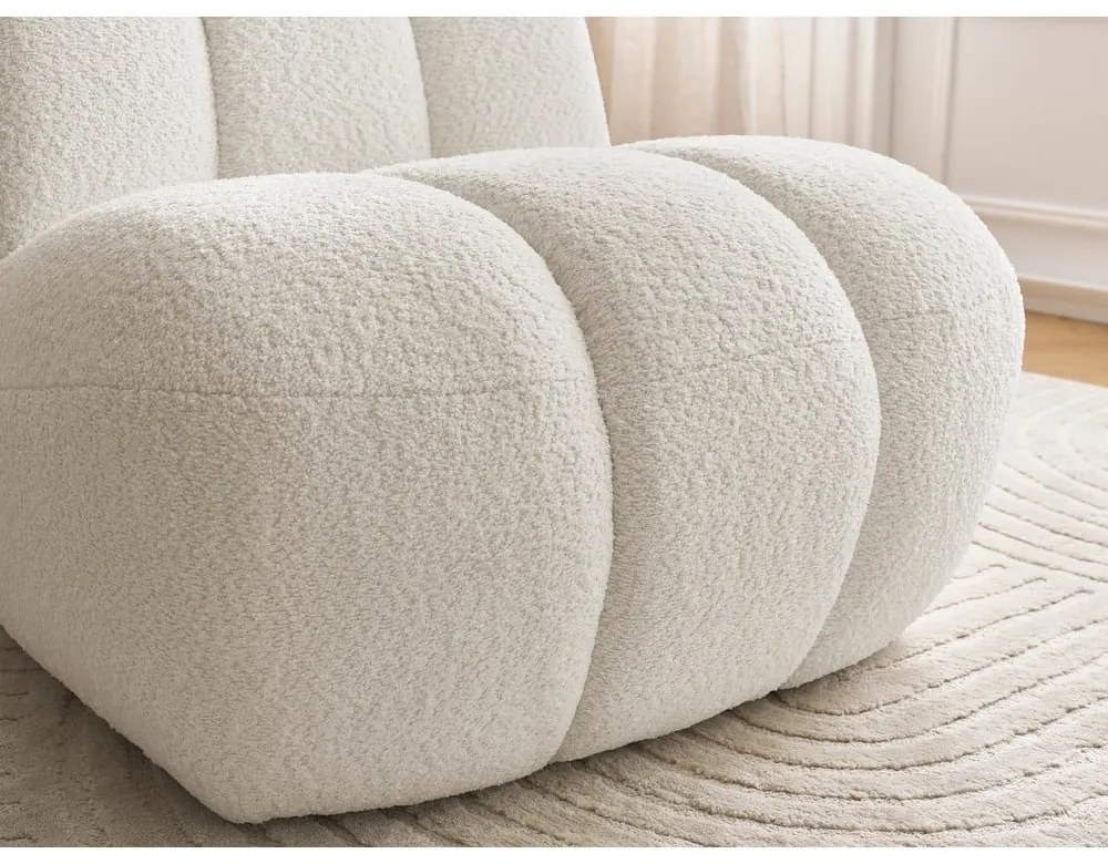 Biały fotel z materiału bouclé Janissaire – Bobochic Paris