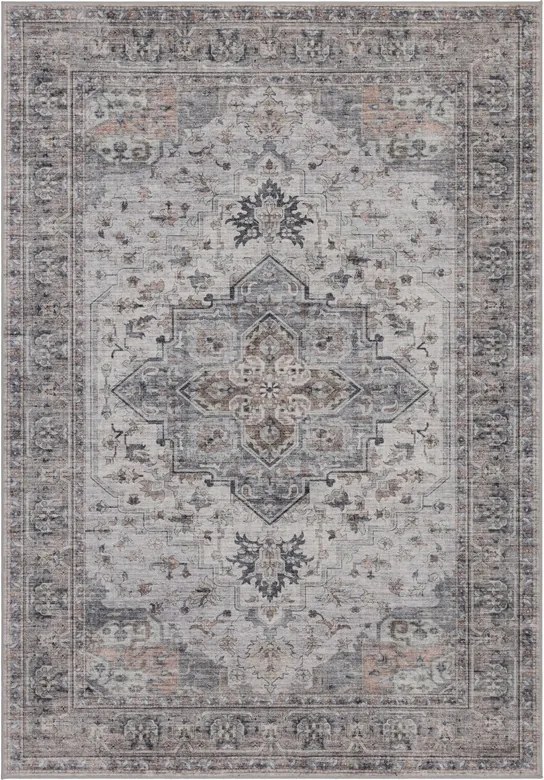 Dywan vintage INKA Klasyczny Medalion z Efektem Postarzenia Beżowo-Szary 240 cm x 340 cm