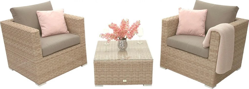 Zestaw rattanowy MALIBU dla 2 osób (cappuccino)