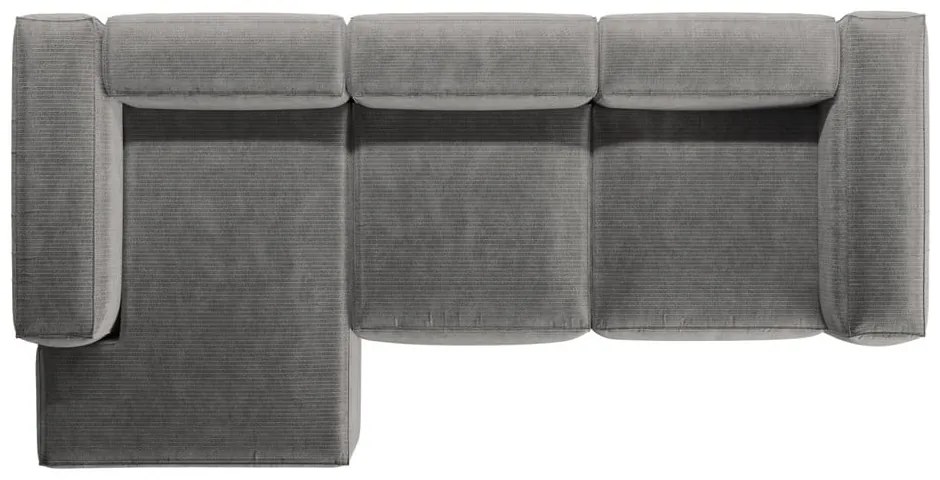 Jasnoszary sztruksowy narożnik (lewostronny/z szezlongiem) Bergamo – Cosmopolitan Design