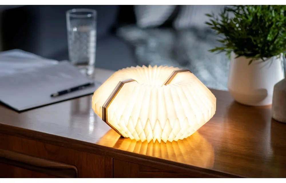 Brązowo-jasnobrązowa lampa stołowa LED ze ściemniaczem (wysokość 3,5 cm) Accordion – Gingko