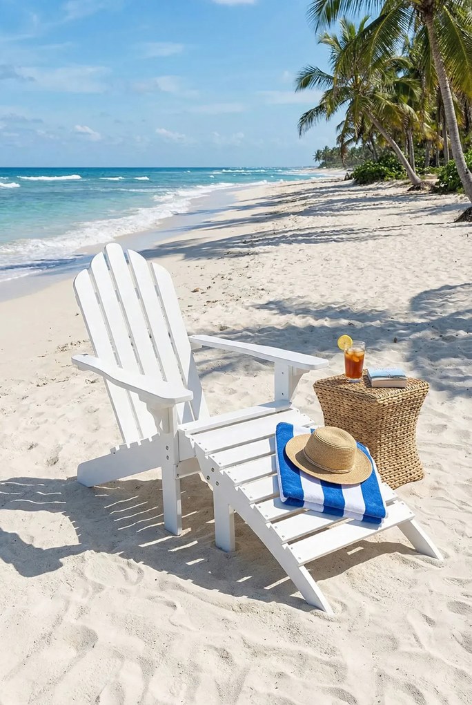 Biały drewniany leżak ogrodowy Z2-K97