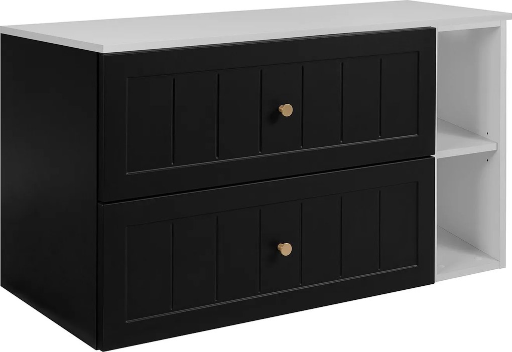 Zestaw mebli łazienkowych pod umywalkę, czarno-biała, 100 (80 + 20) x 46 x 58 cm , 3 kolory uchwytów w zestawie