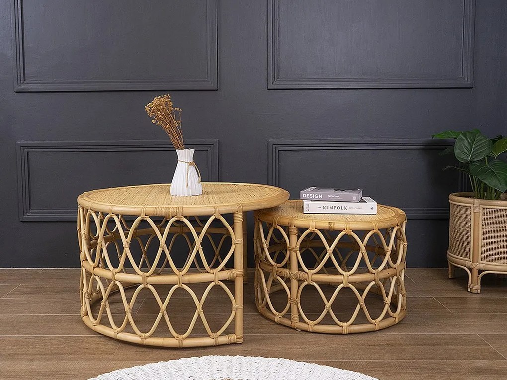 Stoliki kawowe wsuwane - Rattan - Kolor: Naturalny - RONITA