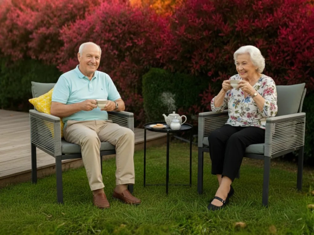 Komplet dwóch wygodnych foteli do ogrodu CORTO szary technorattan