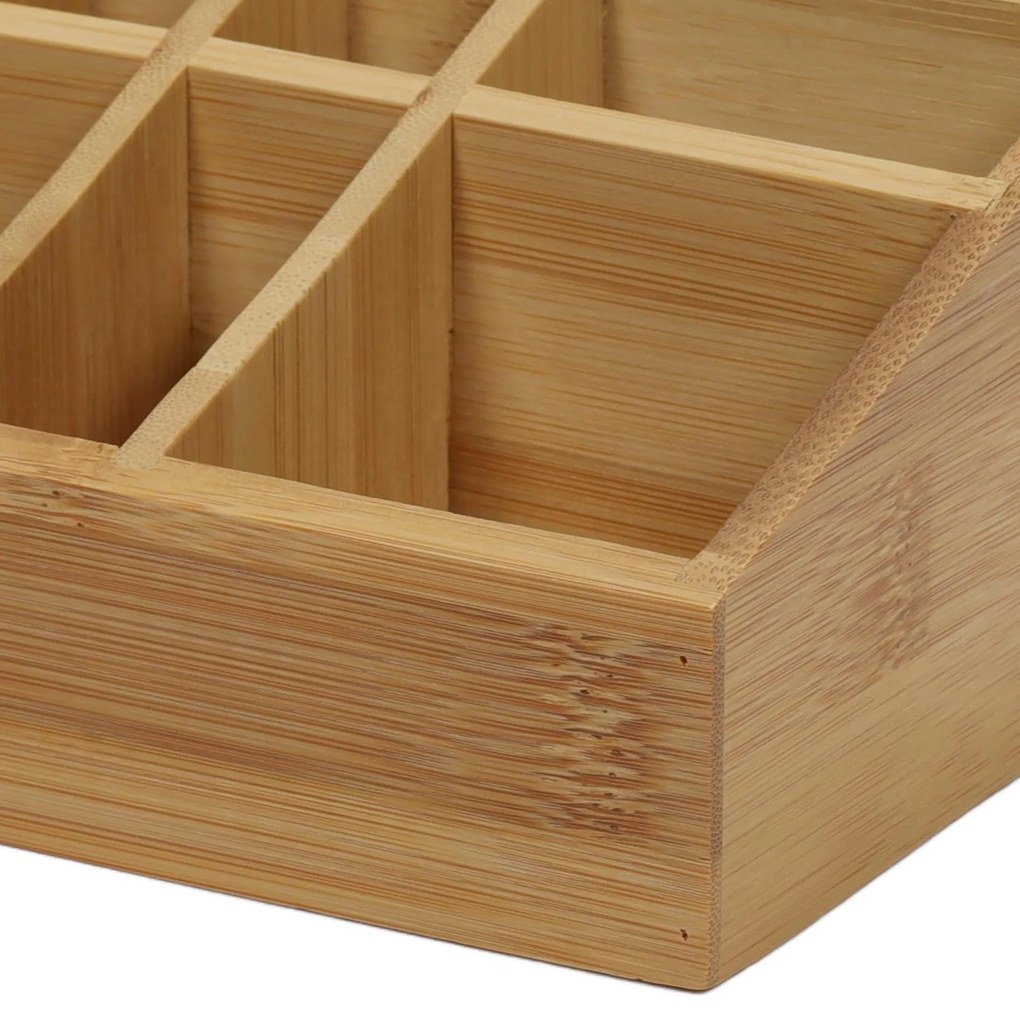 Organizer na kosmetyki bambusowy, naturalny, 17 x 10 x 8 cm