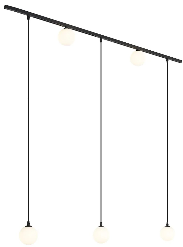 Nowoczesny system szynowy czarny z 2 reflektorami i 3 lampami wiszącymi 1-fazowy - Slimline Eira