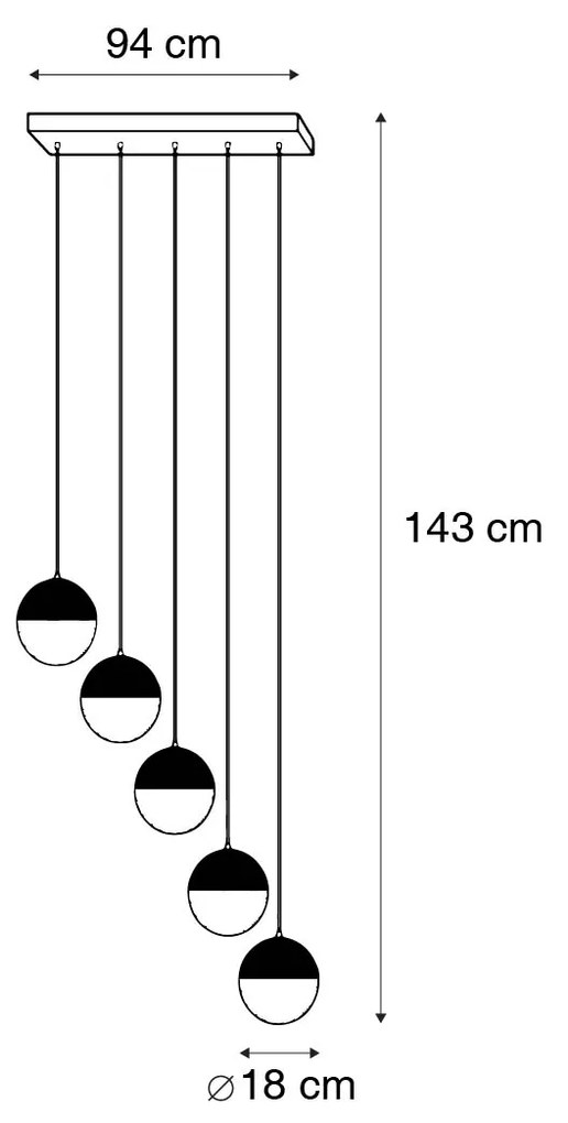 Industrialna lampa wisząca brązowa z drewnem 5-świateł - HaichaPrzemysłowy Oswietlenie wewnetrzne