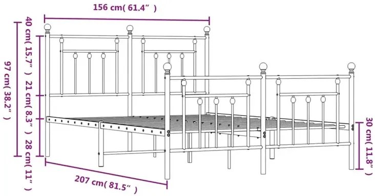 Czarne metalowe łóżko małżeńskie 150x200cm - Ringo