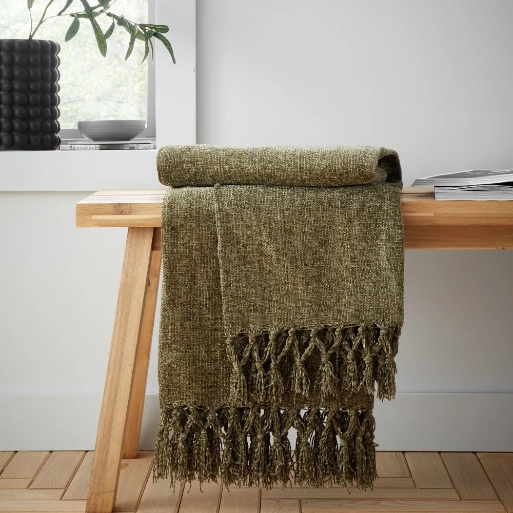 Koc z szenilu w kolorze khaki 130x170 cm Wilson – Catherine Lansfield