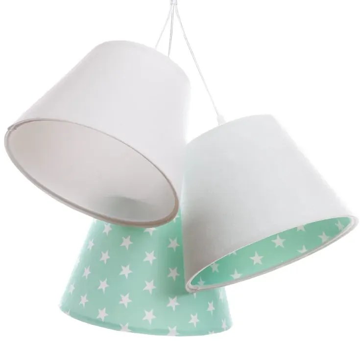 Biało-zielona dziecięca lampa wisząca w gwiazdki G4-D32