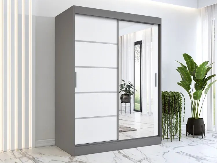 Szafa przesuwna 150 cm antracyt + biały T1-L15