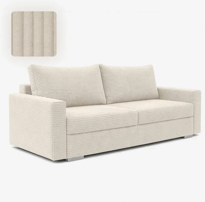 Sofa z Funkcją Spania DRAVOS Beżowa Sztruksowa Nowoczesna