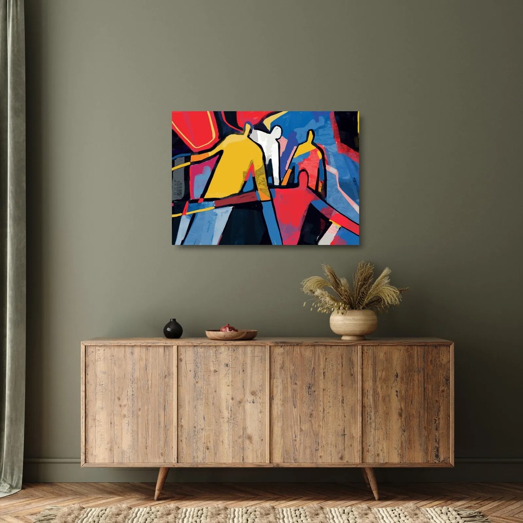 Obraz na szkle - Abstrakcja mężczyzn (70x50 cm)