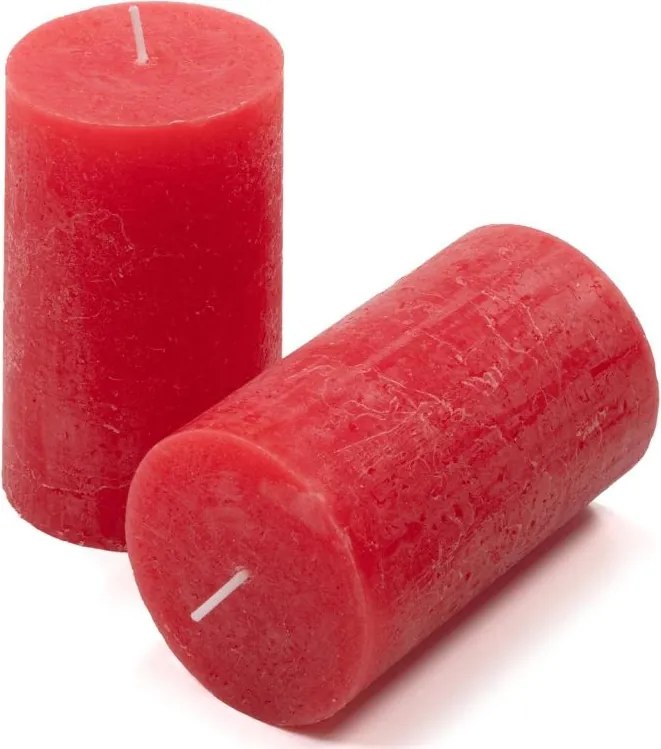 Zestaw świec rustykalnych, 11,5 cm, Ø 6,8 cm, czerwony, 12 s