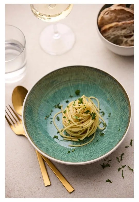 Biało-zielona kamionkowa miska 400 ml Gastro White/Green – Bitz