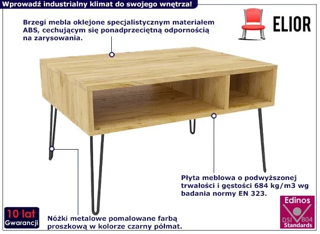 Minimalistyczny stolik kawowy dąb craft - Larkso 8X