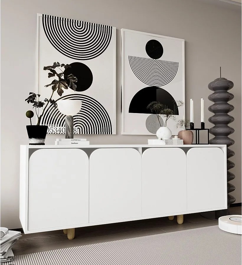 Komoda – 180 cm – Biała – Płyta wiórowa