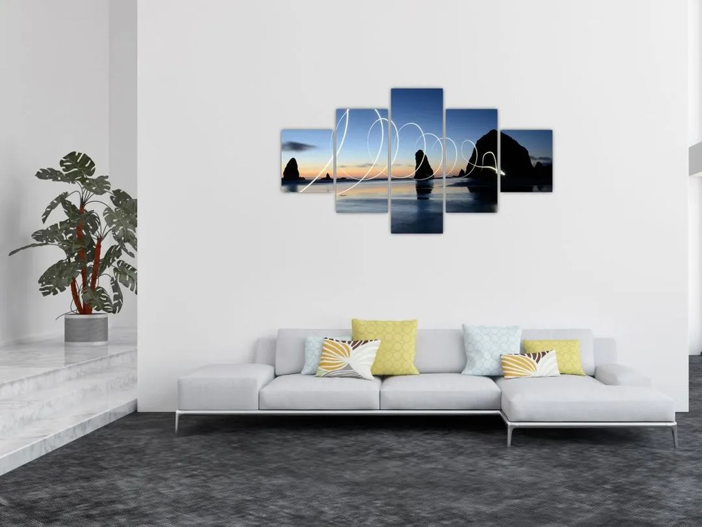 Obraz - plaża o zachodzie słońca (125x70 cm)