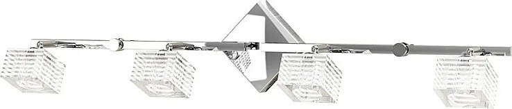 Kinkiet Toplight Metropolitan 4-punktowy z gniazdem G9, chromowaną ramą i szkłem hartowanym, nowoczesny design 80x10x18cm