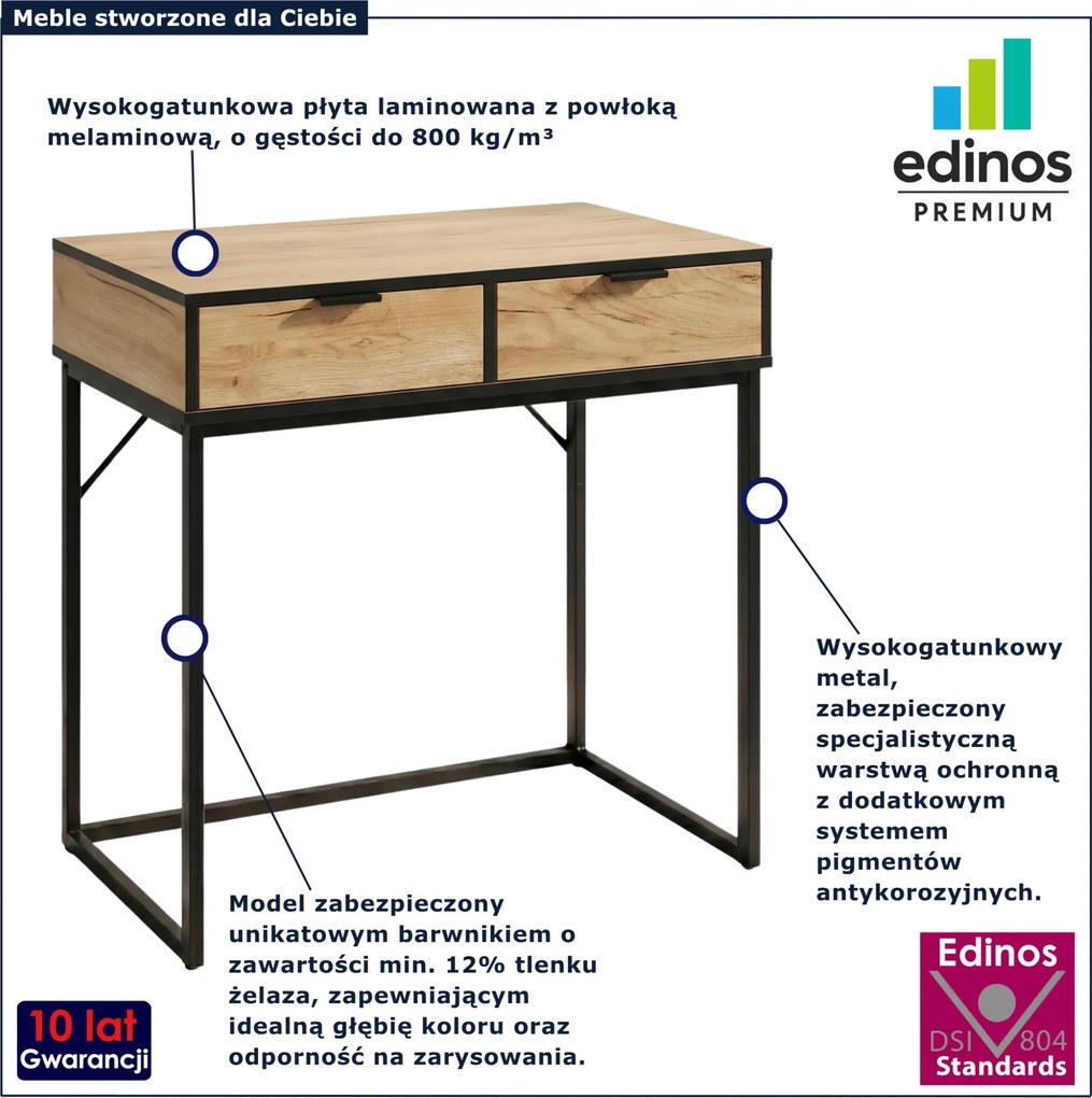 Konsola do przedpokoju z szufladami dąb craft + czarny P1-M80
