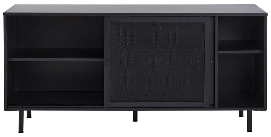 Czarna metalowa komoda z drzwiami przesuwnymi 160x75x46 cm Veep – Unique Furniture