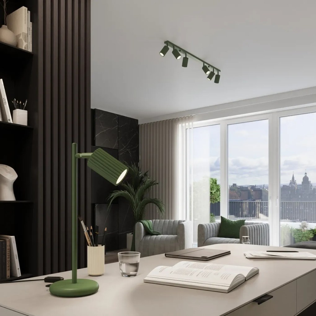 Listwa oświetleniowa 6-punktowa KARBON 6L zielona oliwkowa ryflowana SOLLUX LIGHTING