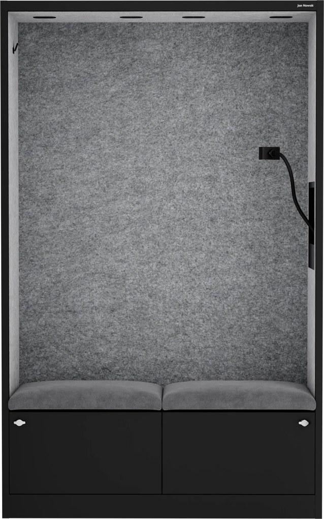 Szafa akustyczna do biura i szkoły Sally MentalBox, 115 x 40 x 185 cm, czarny/szary