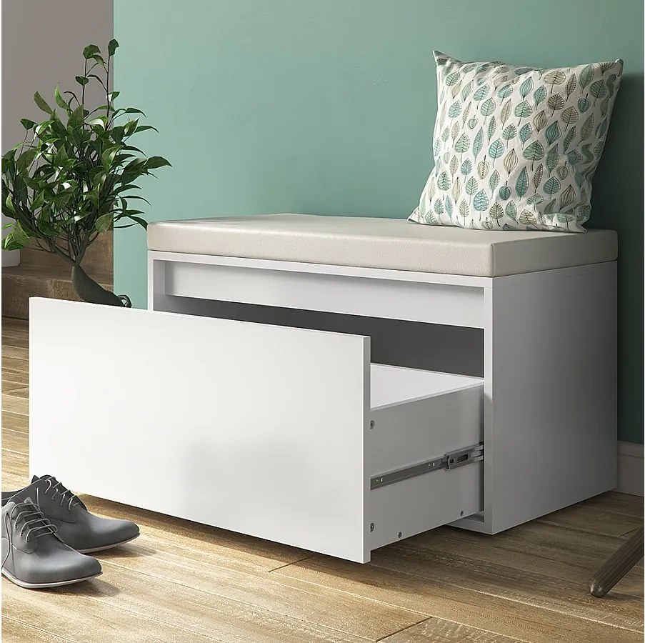 Ławka na buty biały 80x39x45 iker