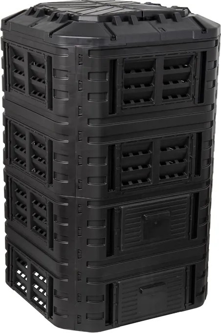 Plastikowy kompostownik ogrodowy, 1260 l, czarny