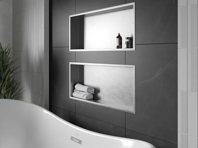 Mexen X-Wall-R półka wnękowa z kołnierzem 75 x 30 cm, inox - 1910753010