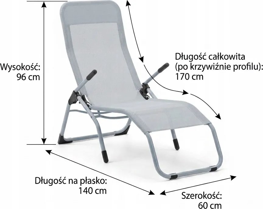 Leżak ogrodowy siateczkowy Barbados YS30, jasnoszary Texteline