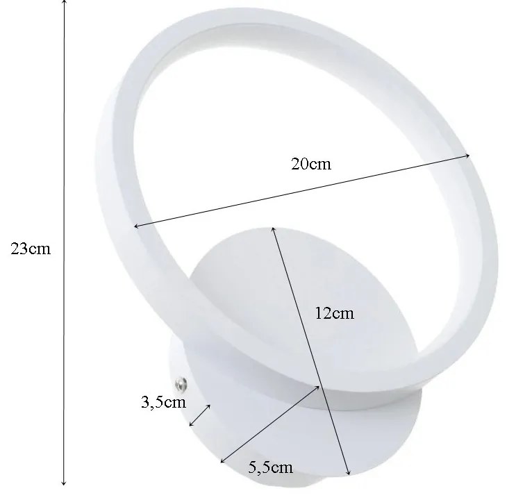 Kinkiet lampa wisząca LED okrągła metalowa AT75-1KL-Biała