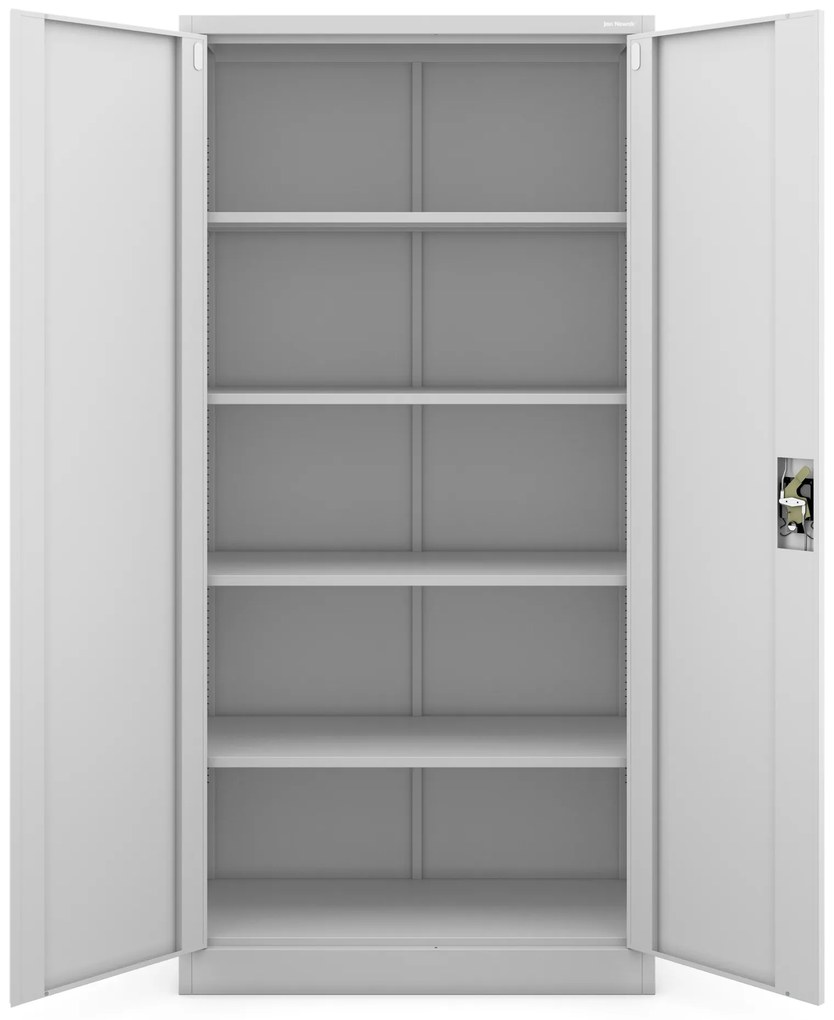 Szafa biurowa na dokumenty z 4 półkami szara, 900x1850x400 mm: JAN