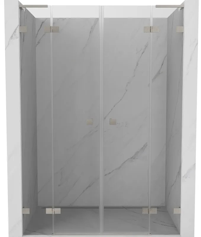 Mexen Lunar L Duo drzwi prysznicowe uchylne 140 cm, transparent, nikiel szczotkowany - 834DL-140-000-97-00