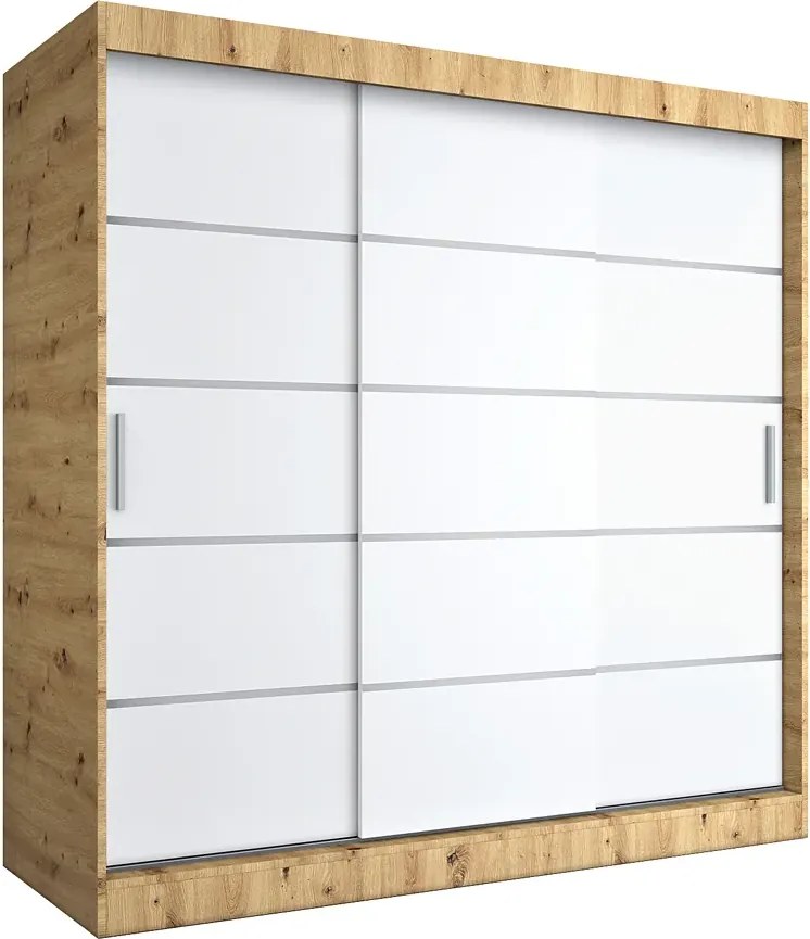 Szafa przesuwna dąb artisan + biały 200 cm D1-S34