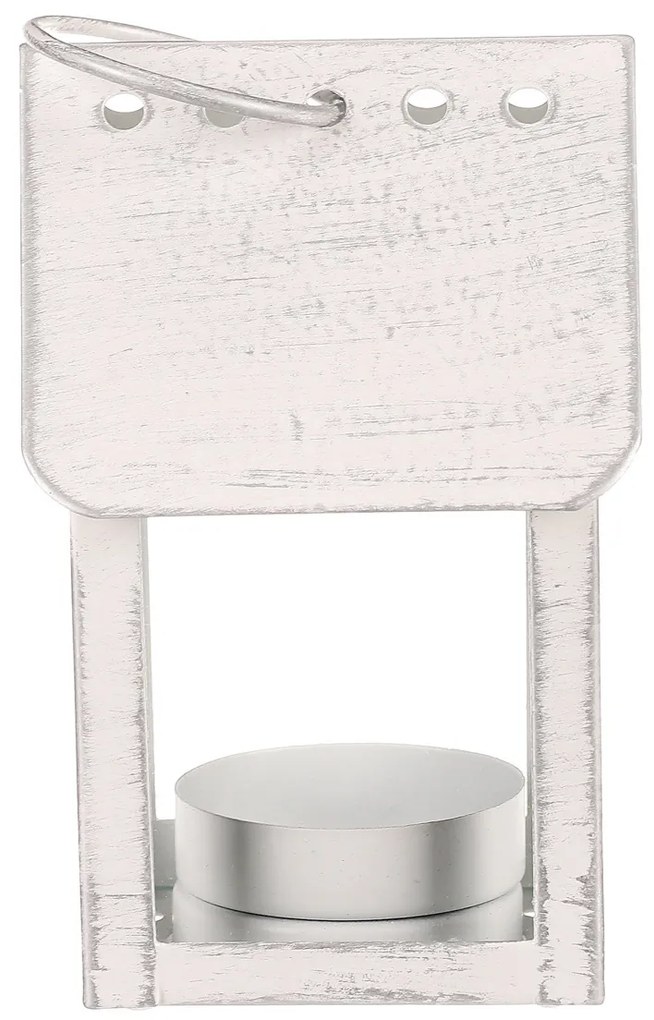 Metalowa latarnia Ptasia budka, biała, 11 cm