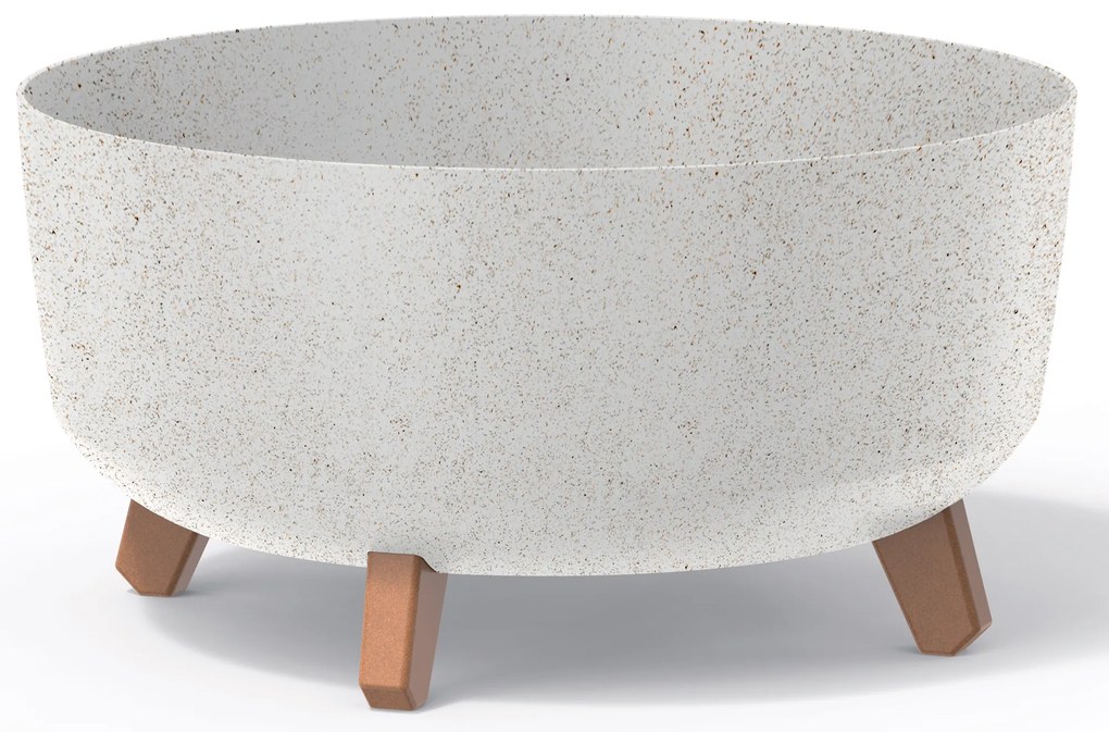 Donica ogrodowa okrągła Gracia Low ECO Wood 38 cm biała PROSPERPLAST